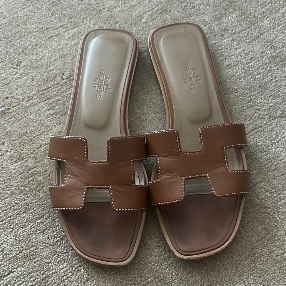 Hermes Oran Leather Slides